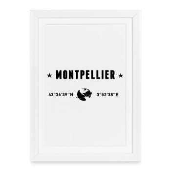 Montpellier France Coordonnées Gps Globe - Affiche encadrée (27 × 37 cm) - blanc - Devant
