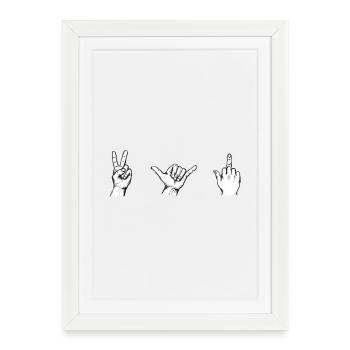 Signe de main Victory Shaka (Blanc) – Illustration - Affiche encadrée (27 × 37 cm) - blanc - Devant