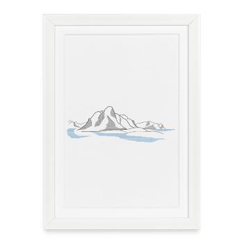 Pure Lofoten | Norway Fjord Lineart - Framed poster (27 × 37 cm) - white - Front