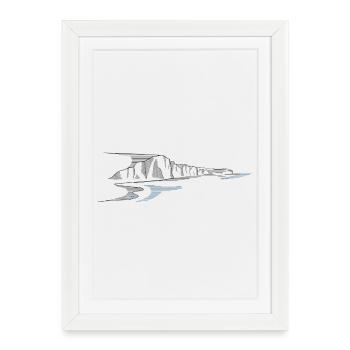 Seven Sisters | England Cliffs Lineart - Framed poster (27 × 37 cm) - white - Front