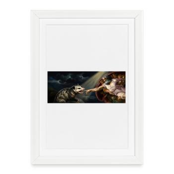 Opossum Beats God's Hand Funny Opossum Meme - Framed poster (27 × 37 cm) - white - Front