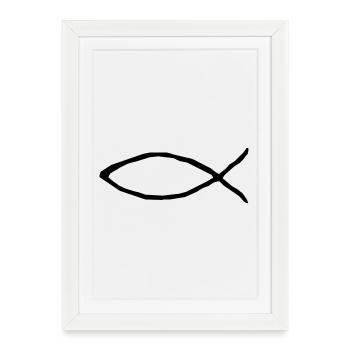 Christlicher Fisch - Gerahmtes Poster (27 × 37 cm) - Weiß - Vorne