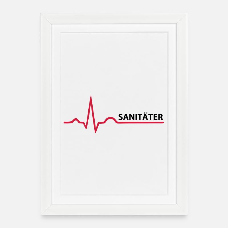 Sanitäter Schrifzug - Gerahmtes Poster (27 × 37 cm) - Weiß