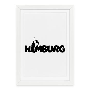 Hamburg am Hamburger Hafen - Gerahmtes Poster (27 × 37 cm) - Weiß - Vorne