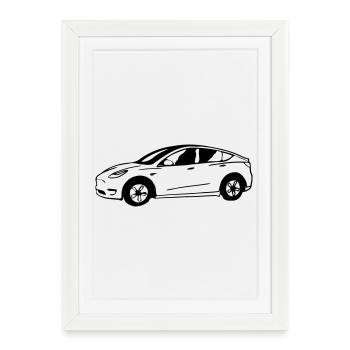 Modèle Y dessiné schématiquement - Affiche encadrée (27 × 37 cm) - blanc - Devant