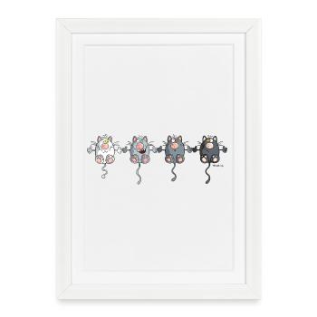 Cat Team - Framed poster (27 × 37 cm) - white - Front