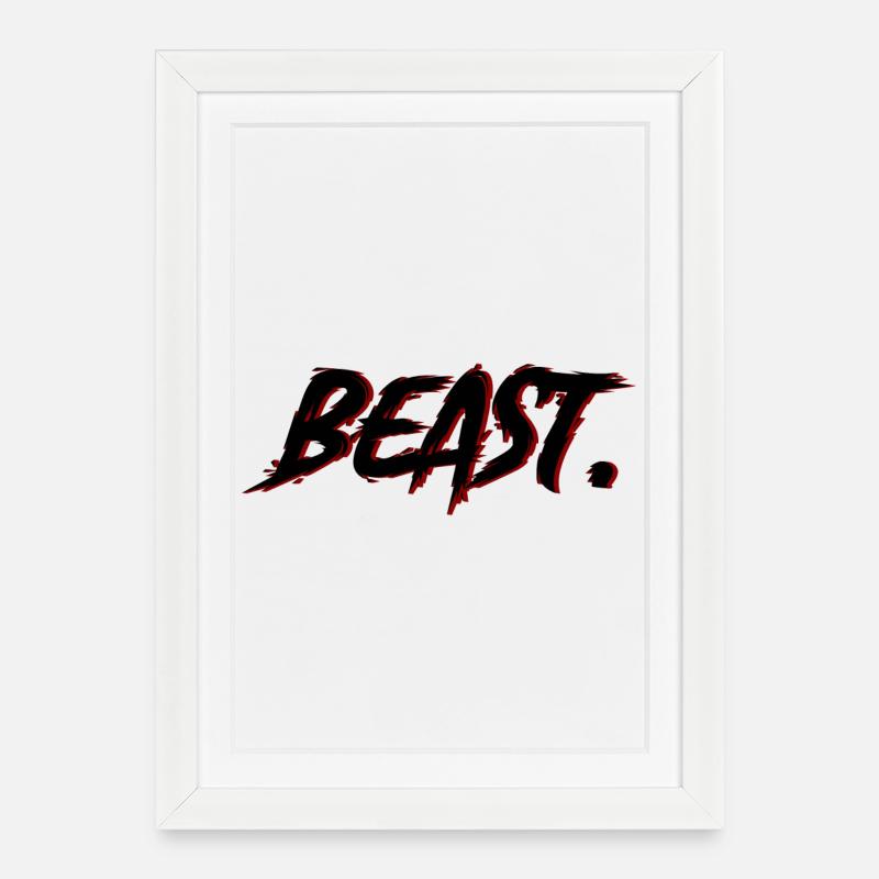 Beast Brushstroke Rot auf Schwarz - Gerahmtes Poster (27 × 37 cm) - Weiß
