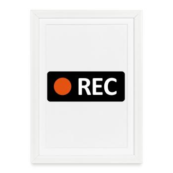 Camera REC recording button. Record, live, rec - Framed poster (27 × 37 cm) - white - Front