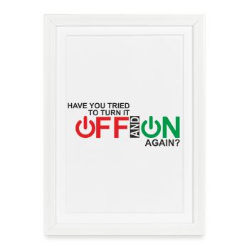 Vibrant Power Button Typography Design - Framed poster (27 × 37 cm) - white - Front