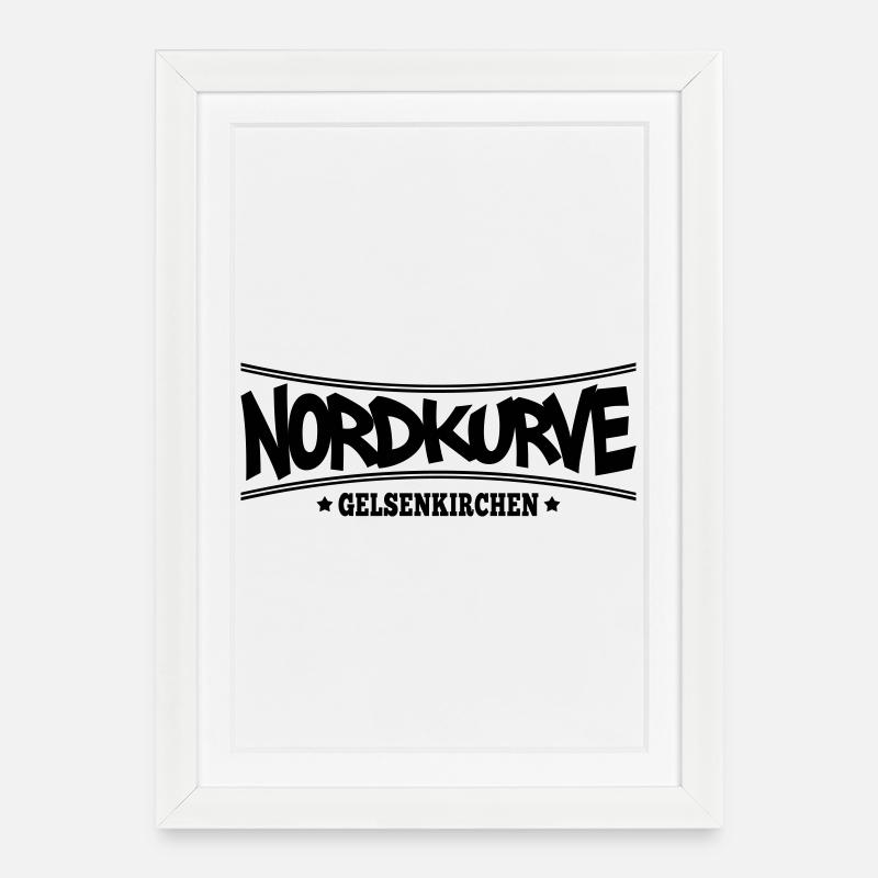 Nordkurve Gelsenkirchen | Farbe änderbar - Gerahmtes Poster (27 × 37 cm) - Weiß