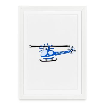 Helicopter Police Children - Framed poster (27 × 37 cm) - white - Front