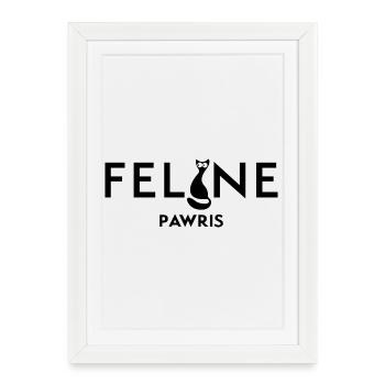 Félin - Affiche encadrée (27 × 37 cm) - blanc - Devant