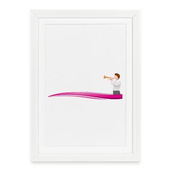 Musician TROMPETER on Wave - Text Template - Framed poster (27 × 37 cm) - white - Front