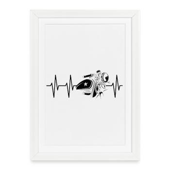 Custom Bikes Heartbeat Pulse ECG Motorcycles Biker - Affiche encadrée (27 × 37 cm) - blanc - Devant