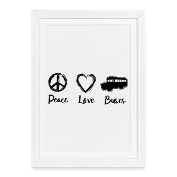 J’adore les bus - Affiche encadrée (27 × 37 cm) - blanc - Devant