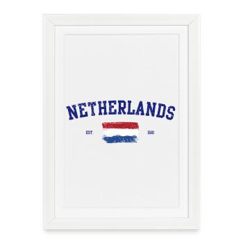 Dutch Flag Artistic Brushstroke Design - Framed poster (27 × 37 cm) - white - Front