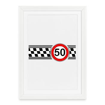 50s Race Check Motif Shirt - Framed poster (27 × 37 cm) - white - Front
