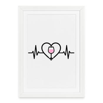 Vin Vin Verre Coeur Vin Rosé - Affiche encadrée (27 × 37 cm) - blanc - Devant