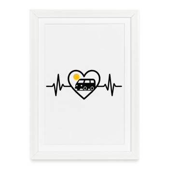 Vanlife Heart Van Travel Freedom Camper - Framed poster (27 × 37 cm) - white - Front