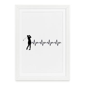 Golf Golfer Golf Course ECG Heartbeat Heart Rate - Framed poster (27 × 37 cm) - white - Front