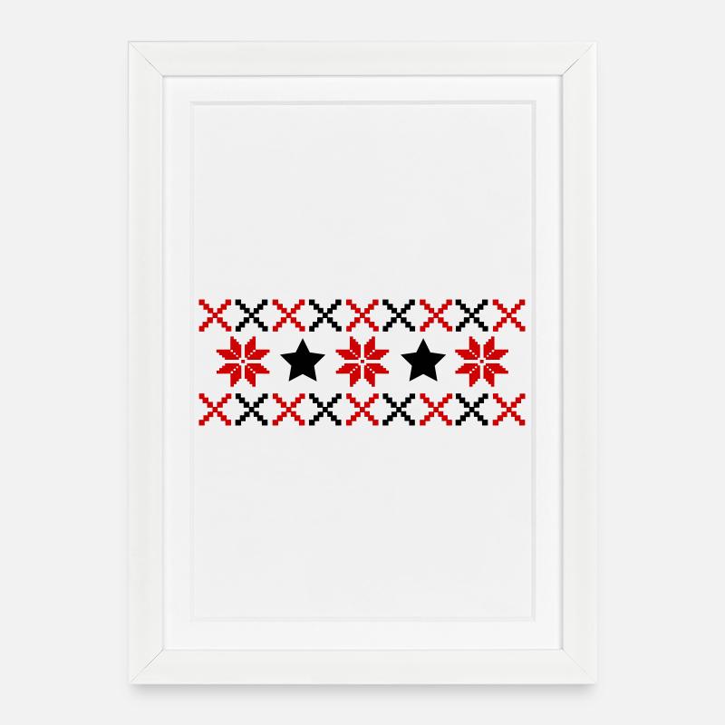 Norweger Muster Winter - Gerahmtes Poster (27 × 37 cm) - Weiß
