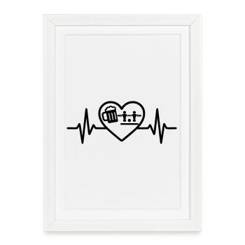 Humour Heart Beer Baby-foot - Affiche encadrée (27 × 37 cm) - blanc - Devant