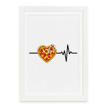 La pizza, c’est ma vie, mon battement de cœur, ma gastronomie, mon amour - Affiche encadrée (27 × 37 cm) - blanc - Devant