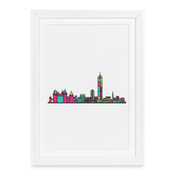 Skyline du château de Nantes Style d’art moderne en ligne - Affiche encadrée (27 × 37 cm) - blanc - Devant