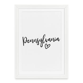 Pennsylvania Heart Women’s Love Pennsylvania - Affiche encadrée (27 × 37 cm) - blanc - Devant