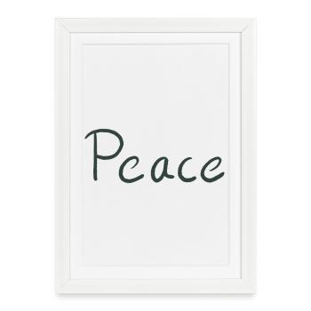 Lettres Peace Hand Vert - Affiche encadrée (27 × 37 cm) - blanc - Devant