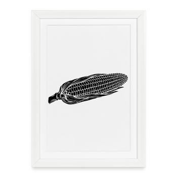 Corn on Cob Silhouette - Framed poster (27 × 37 cm) - white - Front