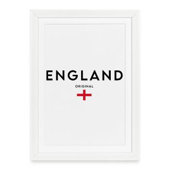 Drapeau anglais, design minimaliste élégant - Affiche encadrée (27 × 37 cm) - blanc - Devant