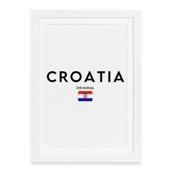 Drapeau croate, design minimaliste élégant - Affiche encadrée (27 × 37 cm) - blanc - Devant