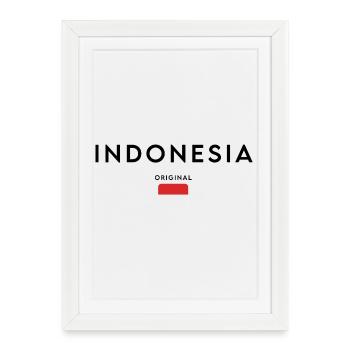 Fierté indonésienne, design minimaliste et élégant - Affiche encadrée (27 × 37 cm) - blanc - Devant