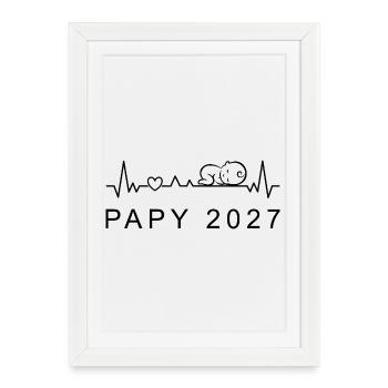 Futur Papy 2027 Battement de Cœur Grossesse - Framed poster (27 × 37 cm) - white - Front