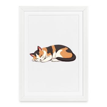 sleeping cat - Framed poster (27 × 37 cm) - white - Front
