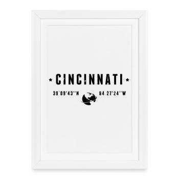 Coordonnées GPS de Cincinnati, Ohio - Affiche encadrée (27 × 37 cm) - blanc - Devant