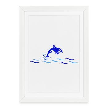 Orca jumps over waves - Framed poster (27 × 37 cm) - white - Front