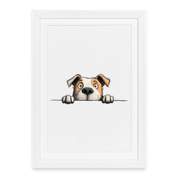 Produits dérivés Staffy Drôles de Chiens Amoureux - Affiche encadrée (27 × 37 cm) - blanc - Devant