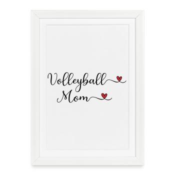 Typographie de maman de volleyball mignonne avec un cœur - Affiche encadrée (27 × 37 cm) - blanc - Devant