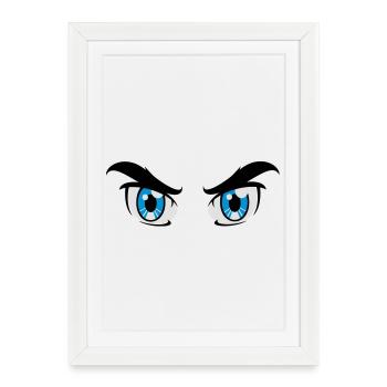 yeux, bande dessinée, comique - Affiche encadrée (27 × 37 cm) - blanc - Devant