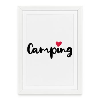 Camping Camper Coeur Vacances d’été Camping-car Fan - Affiche encadrée (27 × 37 cm) - blanc - Devant