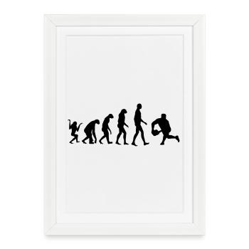 Rugby - Rugbyman - Sport - Fighter - Fight - Affiche encadrée (27 × 37 cm) - blanc - Devant