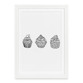 Muffins Tartelettes Design - Affiche encadrée (27 × 37 cm) - blanc - Devant