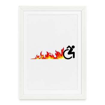 Utilisateur rapide de fauteuil roulant. Utilisateur de fauteuil roulant rapide * - Affiche encadrée (27 × 37 cm) - blanc - Devant