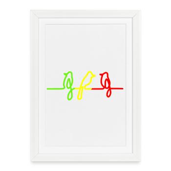 Three little birds Reggae Rasta Jamaica Oiseau - Affiche encadrée (27 × 37 cm) - blanc - Devant