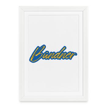 Bündner Schriftzug gelb-blau stilisiert - Gerahmtes Poster (27 × 37 cm) - Weiß - Vorne