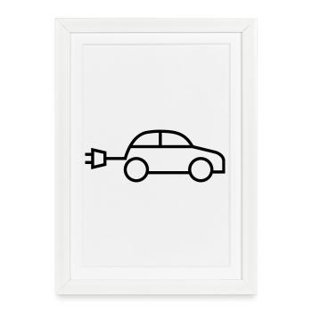 voiture électrique voiture électrique voiture électrique - Affiche encadrée (27 × 37 cm) - blanc - Devant