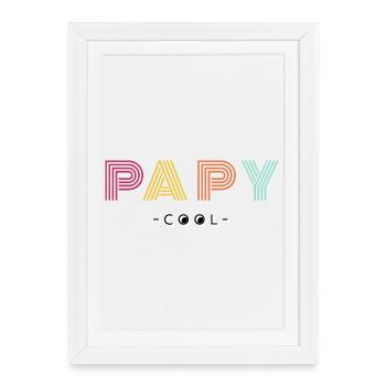 Cadeau Grand Père Papy Cool Personnalisé Humour - Affiche encadrée (27 × 37 cm) - blanc - Devant