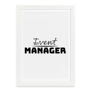 Tshirt fuer Event Manager black - Gerahmtes Poster (27 × 37 cm) - Weiß - Vorne